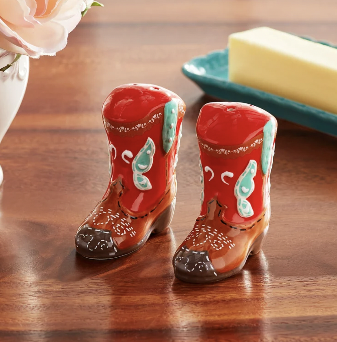 <p><a href="https://go.redirectingat.com?id=74968X1596630&url=https%3A%2F%2Fwww.walmart.com%2Fip%2FThe-Pioneer-Woman-Red-Cowboy-Boots-Salt-and-Pepper-Shaker-Set%2F270629043&sref=https%3A%2F%2Fwww.thepioneerwoman.com%2Fholidays-celebrations%2Fgifts%2Fg45496914%2Ffood-gifts%2F" rel="nofollow noopener" target="_blank" data-ylk="slk:Shop Now;elm:context_link;itc:0;sec:content-canvas" class="link rapid-noclick-resp">Shop Now</a></p><p>Cowboy Boots Salt and Pepper Shaker Set</p><p>walmart.com</p><p>$5.98</p><span class="copyright">Walmart</span>