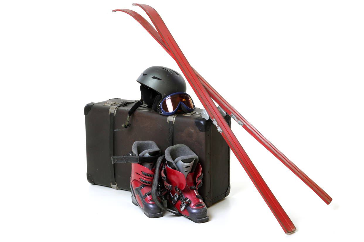 Ski equipment and a suitcase