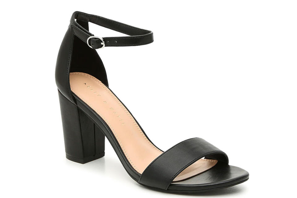 sandals, black, block heel, kelly katie