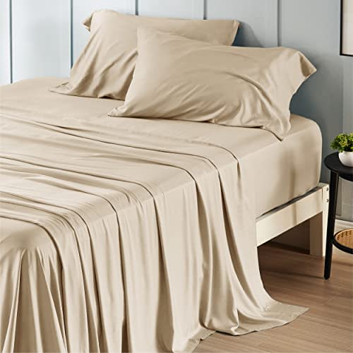 BEDSURE Bamboo Cooling Sheets Queen - 100% Viscose from Bamboo Sheets Set, 16