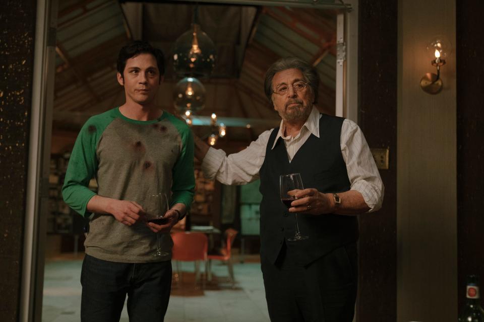 Logan Lerman, left, and Al Pacino in Amazon's Emmy-snubbed "Hunters."
