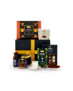 <p>The Festive Delights hamper is the last of the Aldi range, coming in at £19.99. Again, presented in the black gift box, the hamper features a box of savoury biscuits, a chocolate bombe dessert, two types of indulgent truffles, the Belgian chocolate sauce and a packet of Peruvian coffee. (Pictures: Aldi) </p>