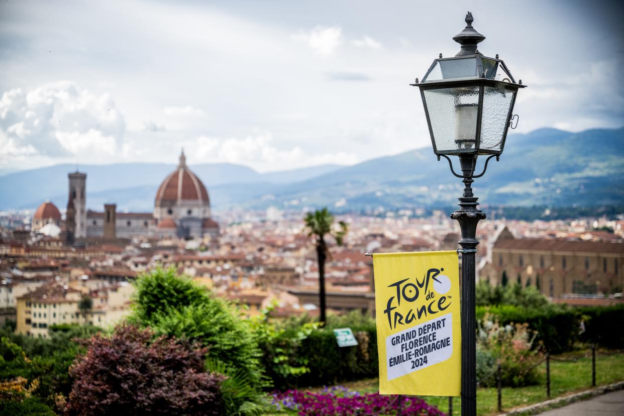 The picturesque Duomo provides quite the backdrop for the start of this year's Tour. (Jasper Jacobs/Belga Mag/AFP via Getty Images)