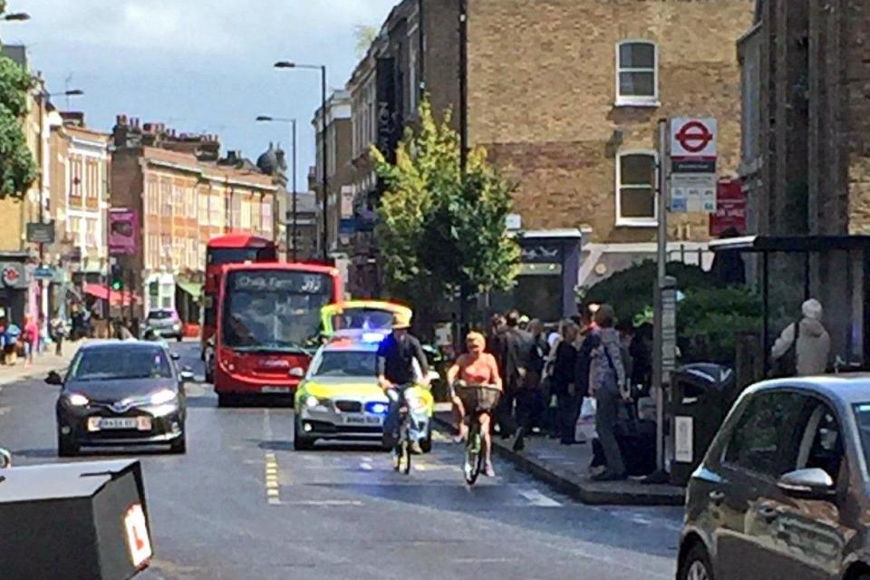 Police at the scene in Church Road, Stoke Newington