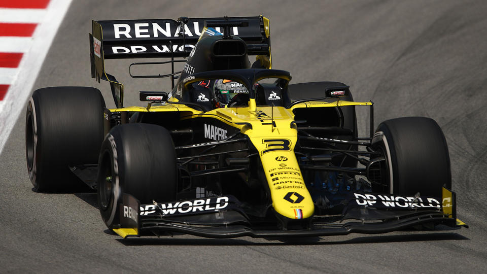 Daniel Ricciardo is pictured driving his Renault F1 car.