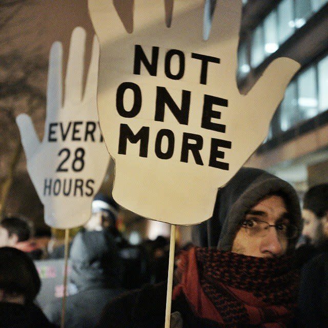 In this photo from Instagram user, superbia454, people protest in Chicago on Mon. Nov, 24, 2014.