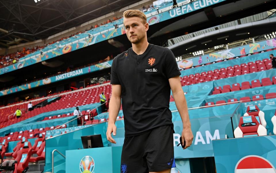 Matthijs de Ligt walks out onto the pitch ahead of the warm-up - GETTY IMAGES