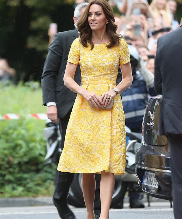 Kate can discreetly avoid shaking hands. Photo: Getty