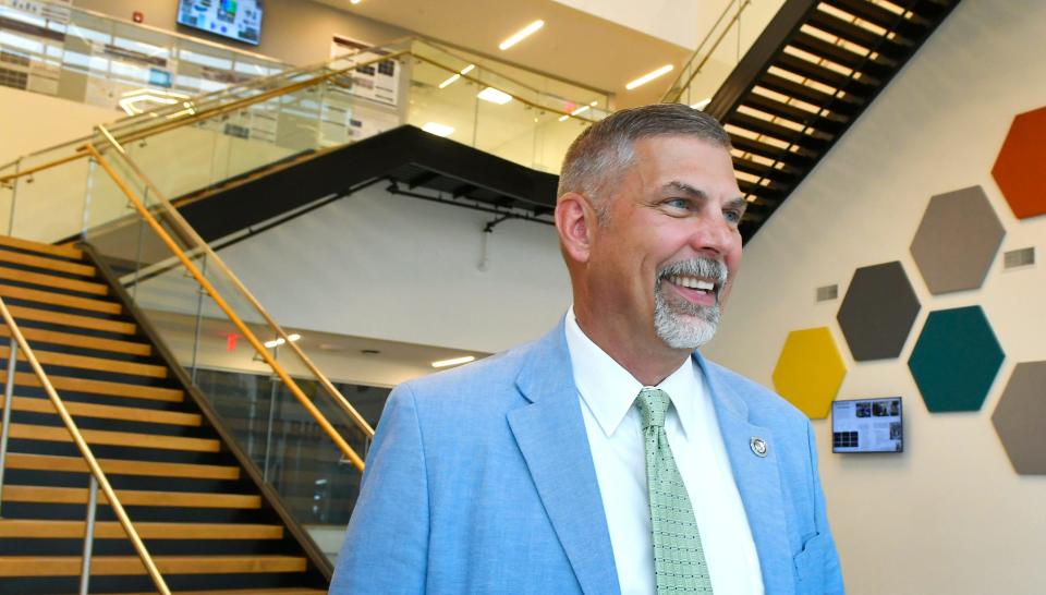 John Nicklow, seen inside the $18 million Gordon L. Nelson Health Sciences building that opened in August 2021, is the new president of the Florida Institute of Technology.