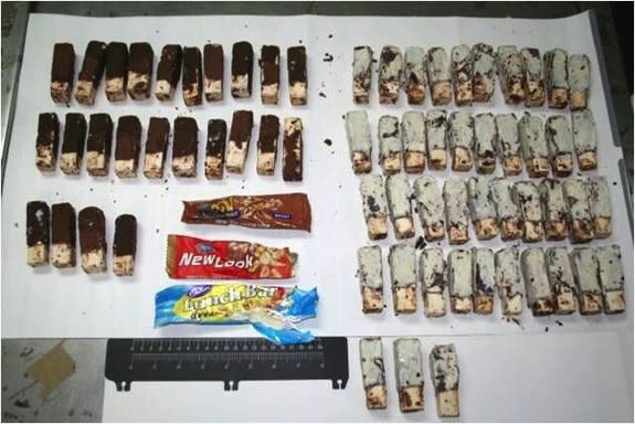 These elephant ivory seals were coated in chocolate and concealed in candy wrappers when they were recovered in Taiwan in December 2012. Smugglers from South Africa were caught in July 2013 trying to use a similar disguise to bring illegal ivor