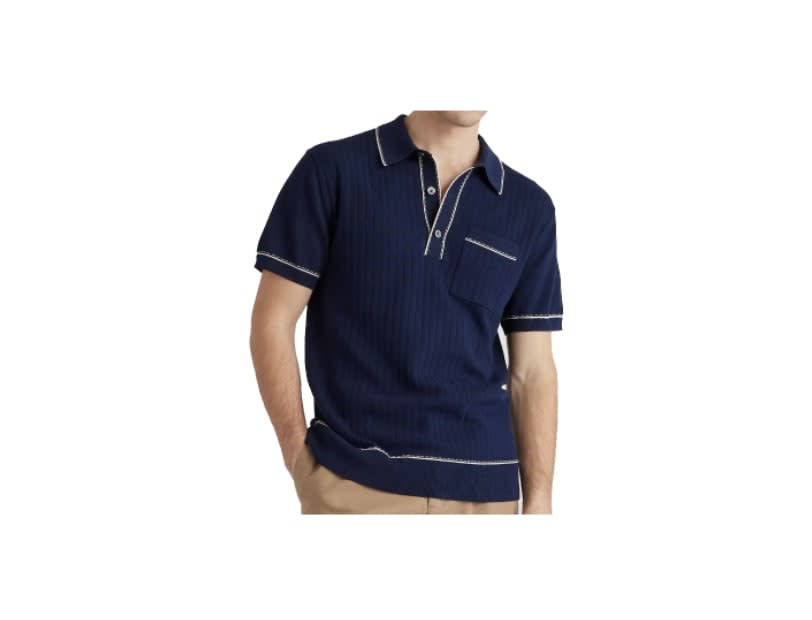 Organic Cotton-Silk Polo Sweater Navy