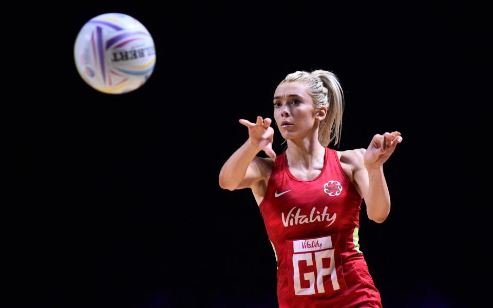 Helen Housby of England in action during the preliminaries stage two schedule match between Trinidad & Tobago and England - Getty Images