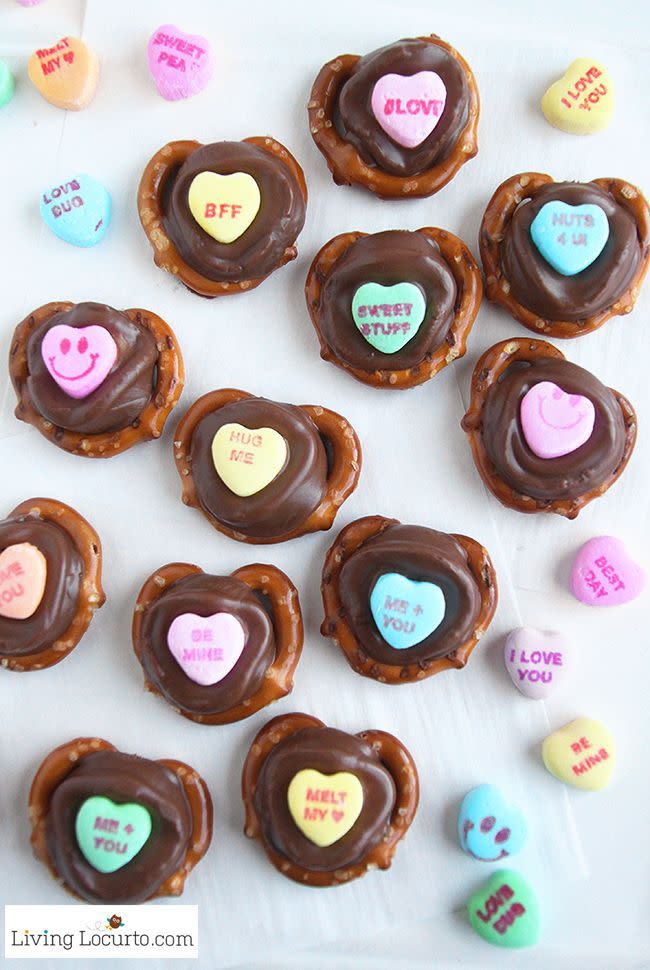 Conversation Heart Chocolate Pretzels