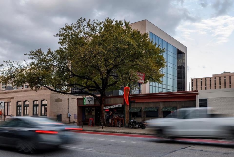 The exterior of Texas Chili Parlor in Austin, Texas is seen on Oct. 28, 2023. The restaurant once served as the filming location for 2007 horror film Grindhouse.