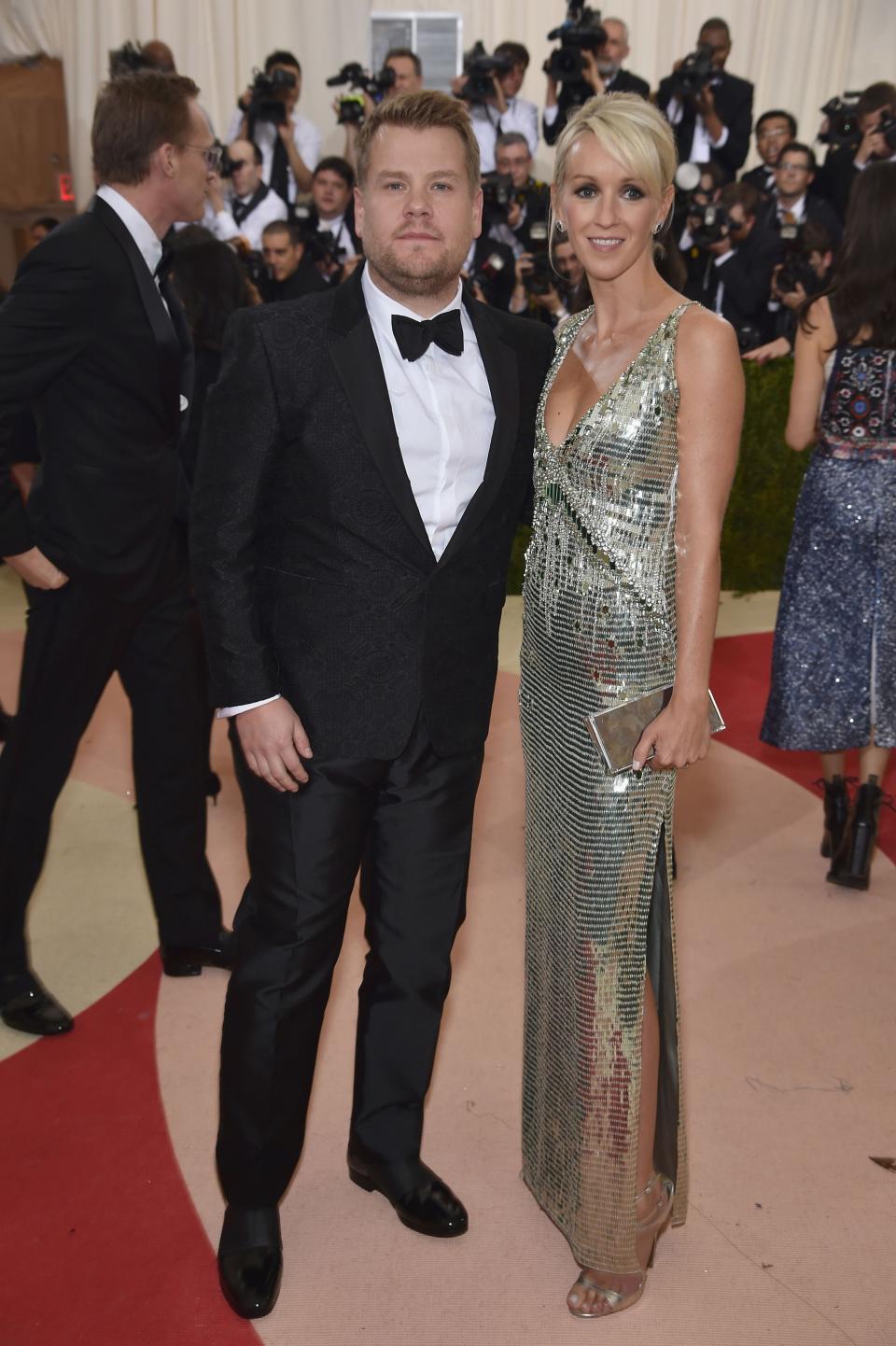 <h1 class="title">James Corden in Burberry and Jimmy Choo shoes and Julia Carey in Jimmy Choo shoes</h1><cite class="credit">Photo: Getty Images</cite>