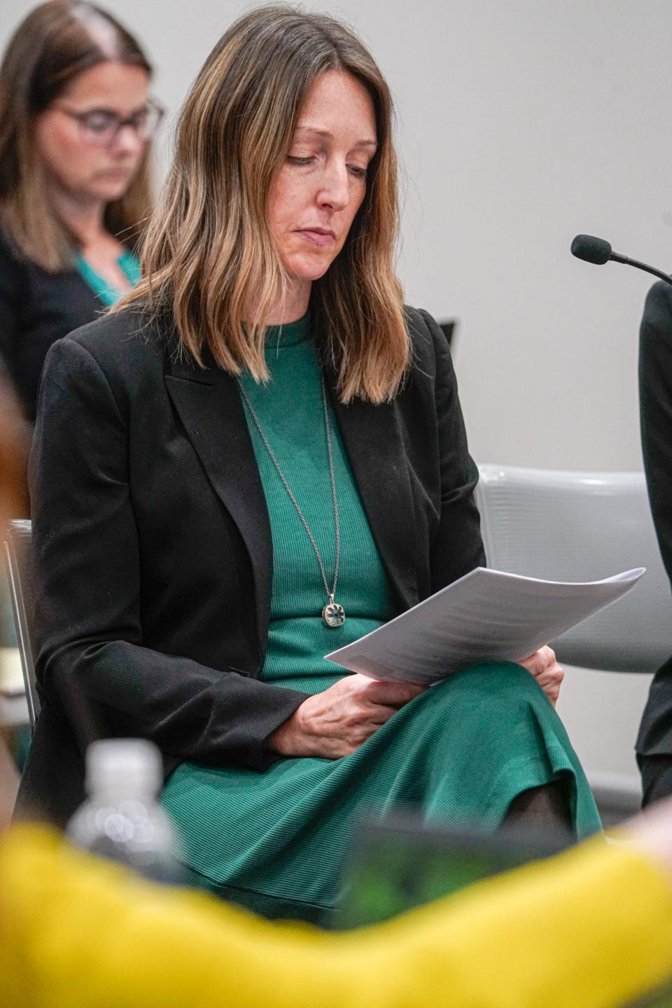 Dr. Caitlin Bernard testifies on May 25, 2023, during a hearing in front of the state medical board in Indianapolis.