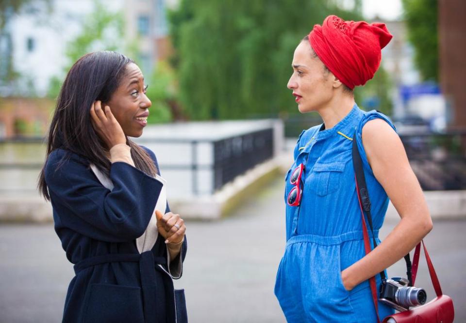 Nikki Amuka-Bird and Zadie Smith on the set of NW, the BBC’s 2017 adaptation of Smith’s novel.