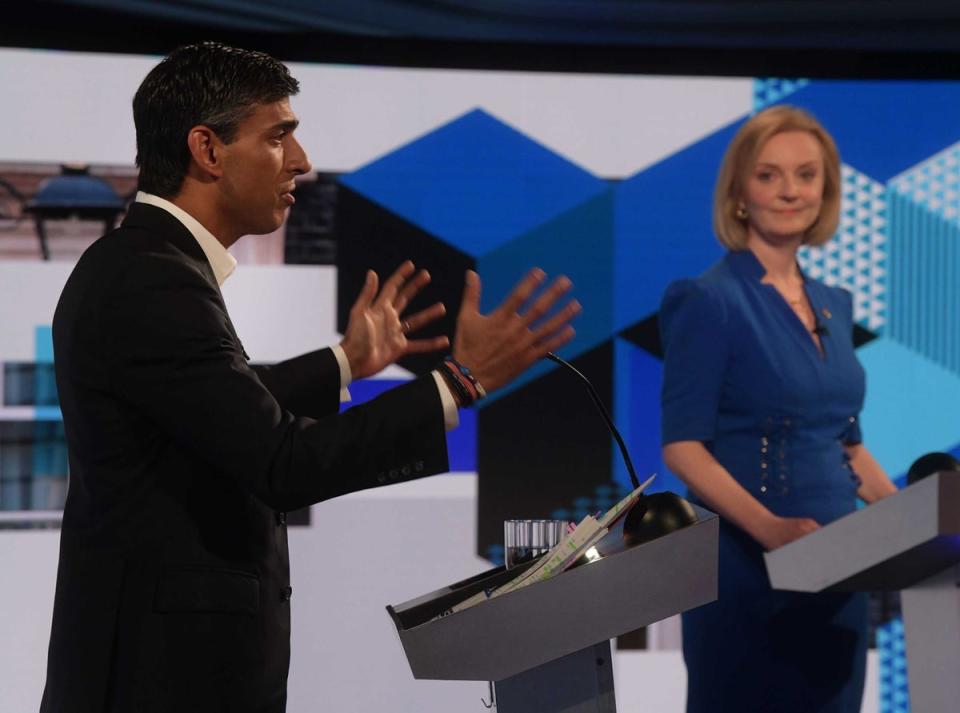 Rishi Sunak and Liz Truss clashed heavily over the issue of China during the BBC1 Conservative leadership debate on Monday (Jeff Overs/BBC/PA) (PA Media)