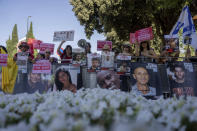 Israeli protesters demonstrate calling for a deal to return hostages held by militants in the Gaza Strip, in front of Israel's Parliament in Jerusalem, Wednesday, June 26, 2024. Hamas and other militants are still holding some 120 hostages, around a third of whom are believed to have died. (AP Photo/Ohad Zwigenberg)