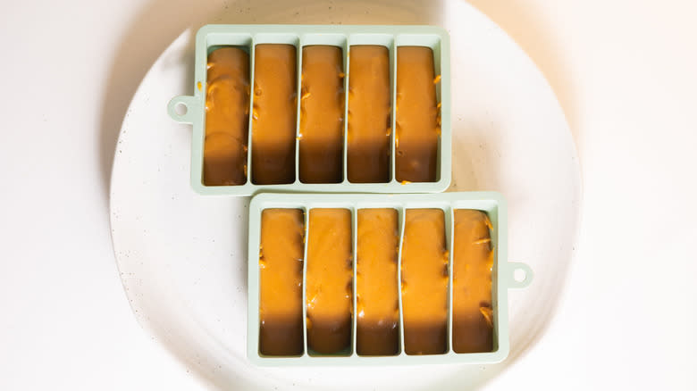 caramel in rectangular candy molds