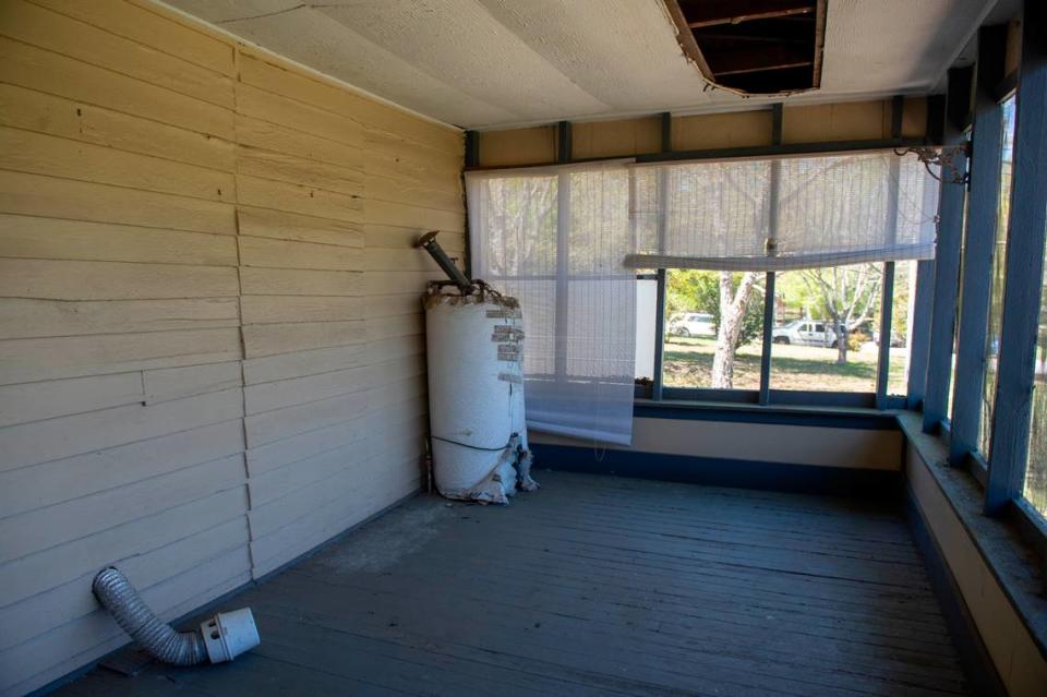 A porch on the back of the Seven Gables house in Ocean Springs on Thursday, March 28, 2024. Hodges plans to remove the porch, which was not part of the original house.