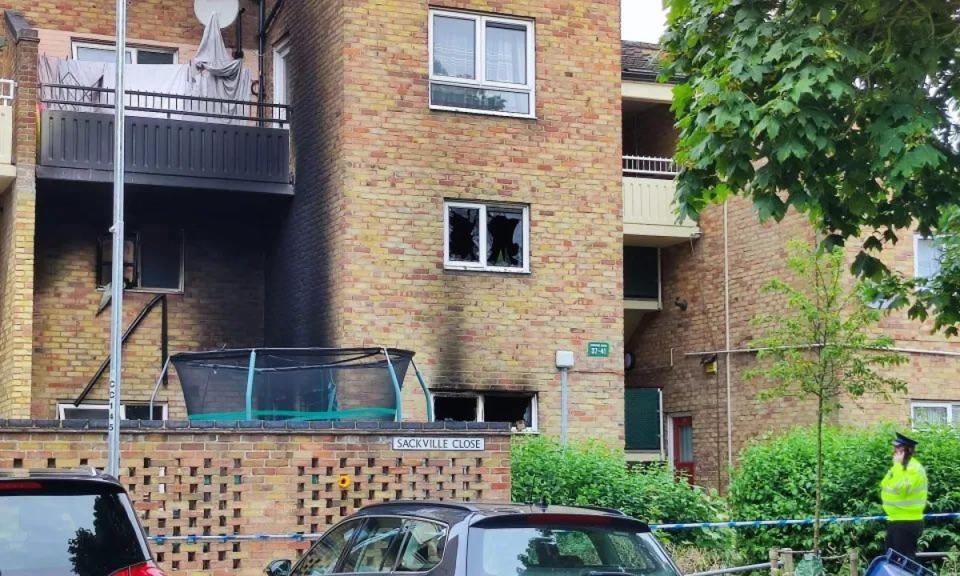 The tragic scene at Mr Peden’s home in Cambridge after fire ripped through the property (Scott Peden)