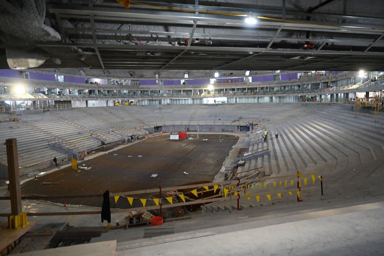 The new UBS Arena is pictured under construction at Belmont Park in Elmont Wednesday, April 14. 