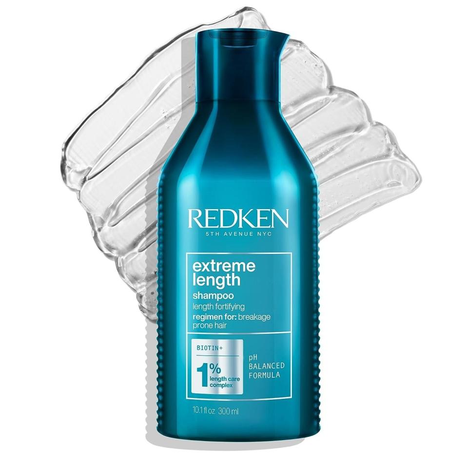 <p><a href="https://www.amazon.com/Extreme-Shampoo-Prevents-Breakage-Strengthens/dp/B08SSPQGZW/ref=sr_1_3?crid=21YK7SS0BXNJ9&keywords=redken+extreme+length+shampoo&qid=1693342881&sprefix=redken+Extreme+Length+Shampoo%2Caps%2C503&sr=8-3&tag=syn-yahoo-20&ascsubtag=%5Bartid%7C10056.g.43480176%5Bsrc%7Cyahoo-us" rel="nofollow noopener" target="_blank" data-ylk="slk:Shop Now;elm:context_link;itc:0;sec:content-canvas" class="link ">Shop Now</a></p><p>Extreme Length Shampoo</p><p>$23.75</p>