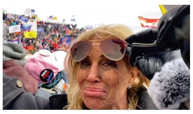 Gina Bisignano, owner of a Beverly Hills eyelashes and skin care salon, at the U.S. Capitol riot on Jan. 6.