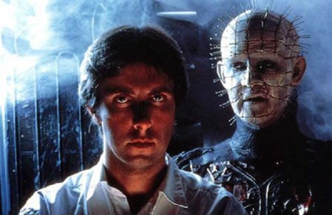 Clive Barker with actor Doug Bradley on the set of 1987's 'Hellraiser' (credit: Anchor Bay Entertainment)