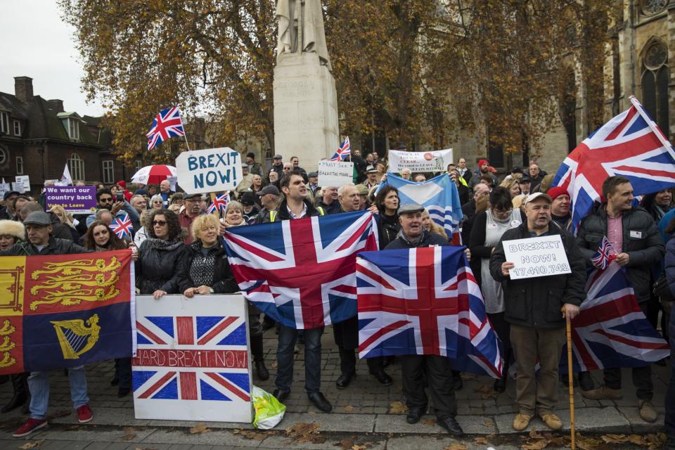 Brexit supporters protest.