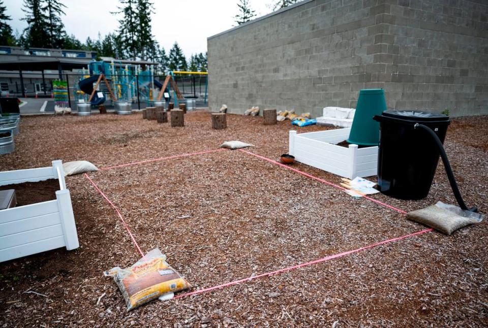 Pioneer Elementary School in Gig Harbor will be adding a greenhouse to their outdoor garden, shown here on May 1, 2023.