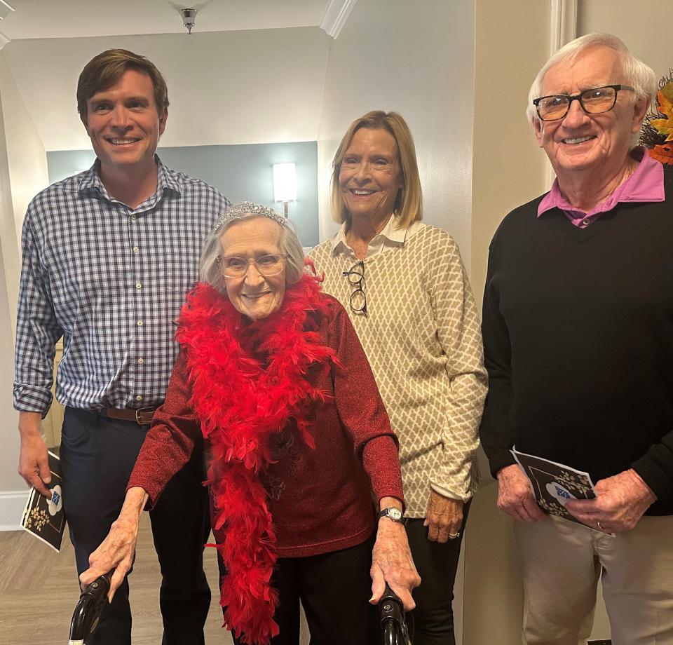 Left to Right: Paul Daniel, Resa Daniel, Jim Daniel

Bottom: Margaret Robinson, 100.