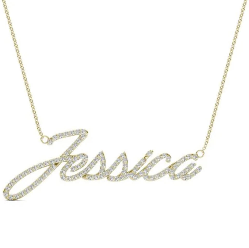 Charles & Colvard Name Plate Necklace