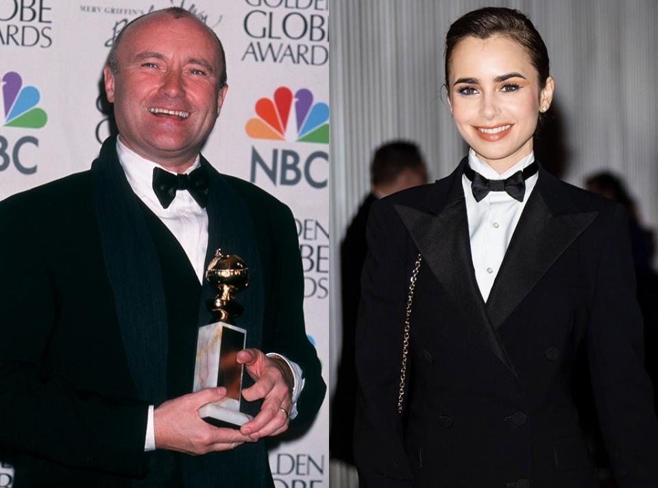 Lily Collins, Phil Collins, matching tuxedo