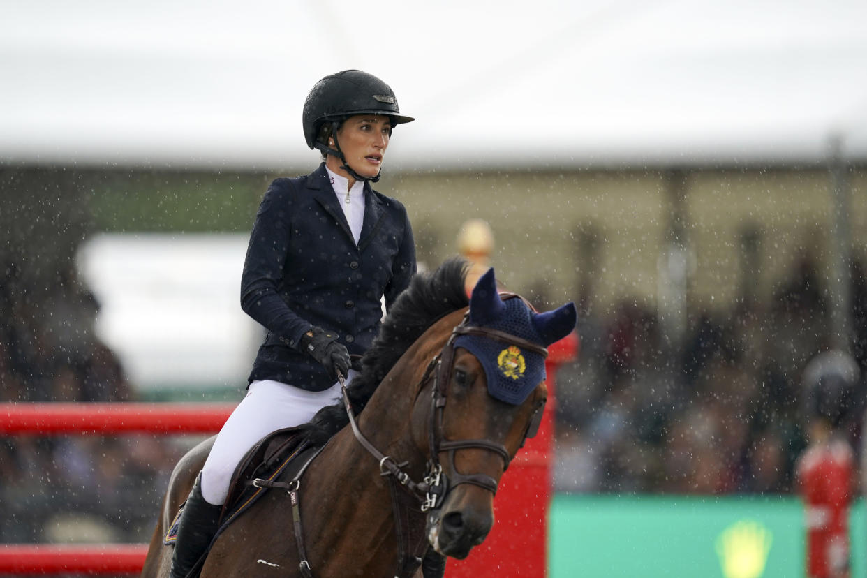 Jessica Springsteen riding Don Juan van de Donkhoeve competes in the Rolex Grand Prix at the Royal Windsor Horse Show, Windsor. Picture date: Sunday July 4, 2021. (Photo by Steve Parsons/PA Images via Getty Images)