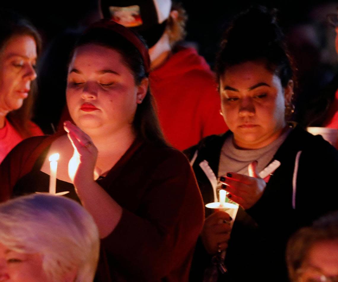 About 2,500 people attend a vigil to celebrate the short life of 7-year-old Athena Strand on Tuesday at the First Baptist Church of Cottondale.