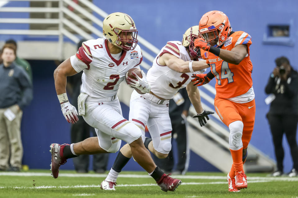 This run by Boston College’s AJ Dillon in the First Responder Bowl happened but won’t officially count after the game was canceled (Getty)