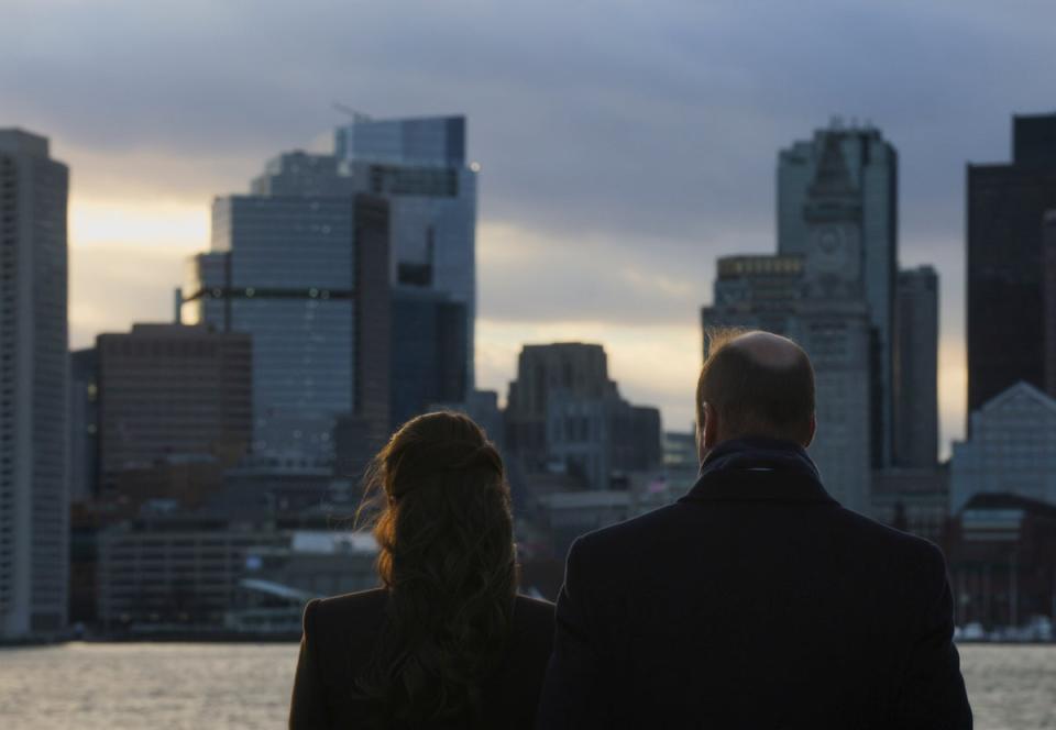 The Prince and Princess of Wales visit flood defenses at Boston Harbor on Thursday