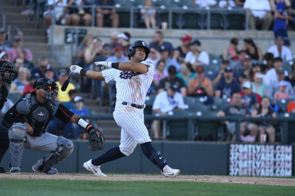 On Aug. 21, 2023, Jasson Dominguez led the Double-A Eastern League with 55 hits, 12 doubles, 29 runs and 84 total bases, numbers he put up since July 7.