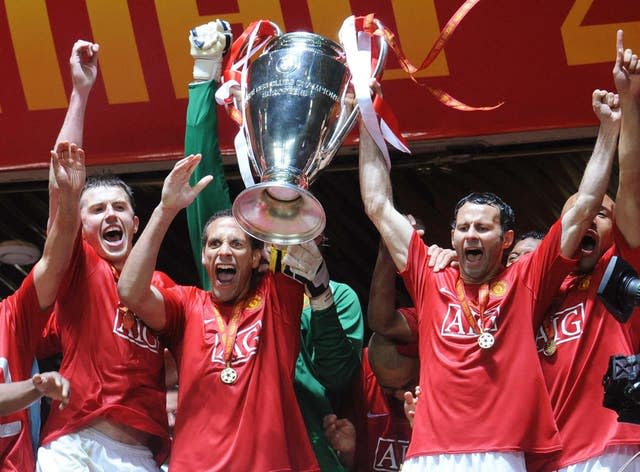 Manchester United won the Champions League for a third time in 2008 (Owen Humphreys/PA)
