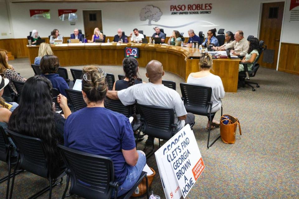 Supporters of various schools including Georgia Brown were in attendance at the Paso Robles Joint Unified School District school board meeting.