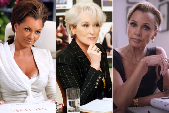 <p>Michael Desmond/Disney General Entertainment Content via Getty Images; Everett Collection; The Devil Wears Prada Musical/YouTube</p> Vanessa Williams in 'Ugly Betty' ; Meryl Streep in 'The Devil Wears Prada' ; Williams in 'The Devil Wears Prada' stage production