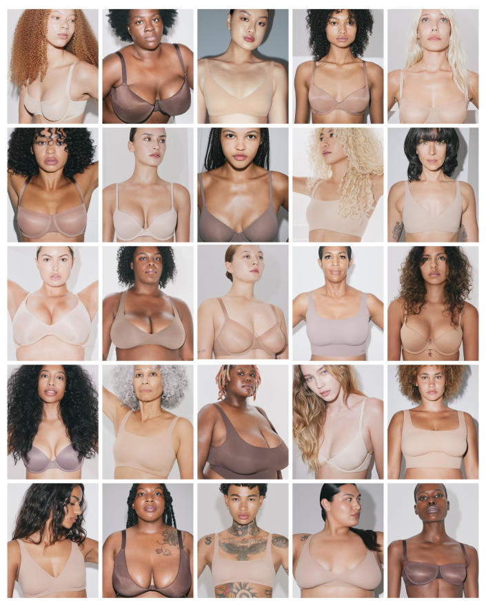 Samantha Paige — pictured in the second row, all the way to the right — was one of many women photographed for the latest SKIMS bra campaign. (Photos: Vanessa Beecroft)