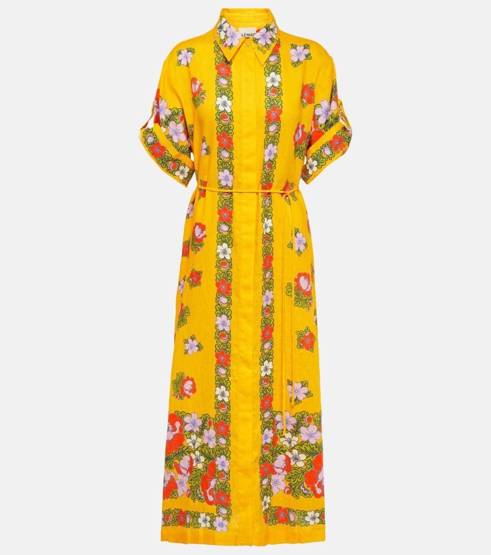 Φόρεμα από λουλουδάτο λινό πουκάμισο με ζώνη, 450 £, Alemais, mytheresa.com (Mytheresa)