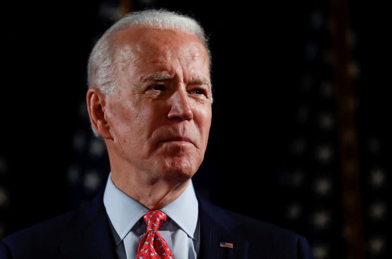 FILE PHOTO: Democratic U.S. presidential candidate and former Vice President Joe Biden speaks about the COVID-19 coronavirus pandemic at an event in Wilmington