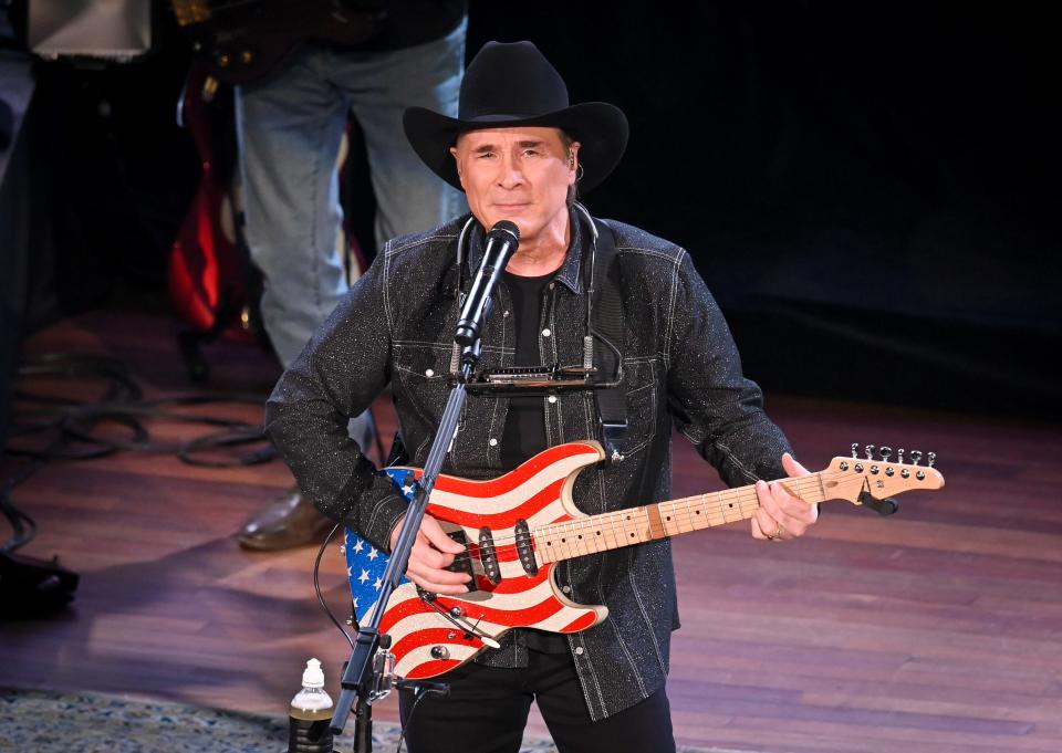 Singer & songwriter Clint Black performs at the Ryman Auditorium on December 02, 2020, in Nashville, Tennessee.