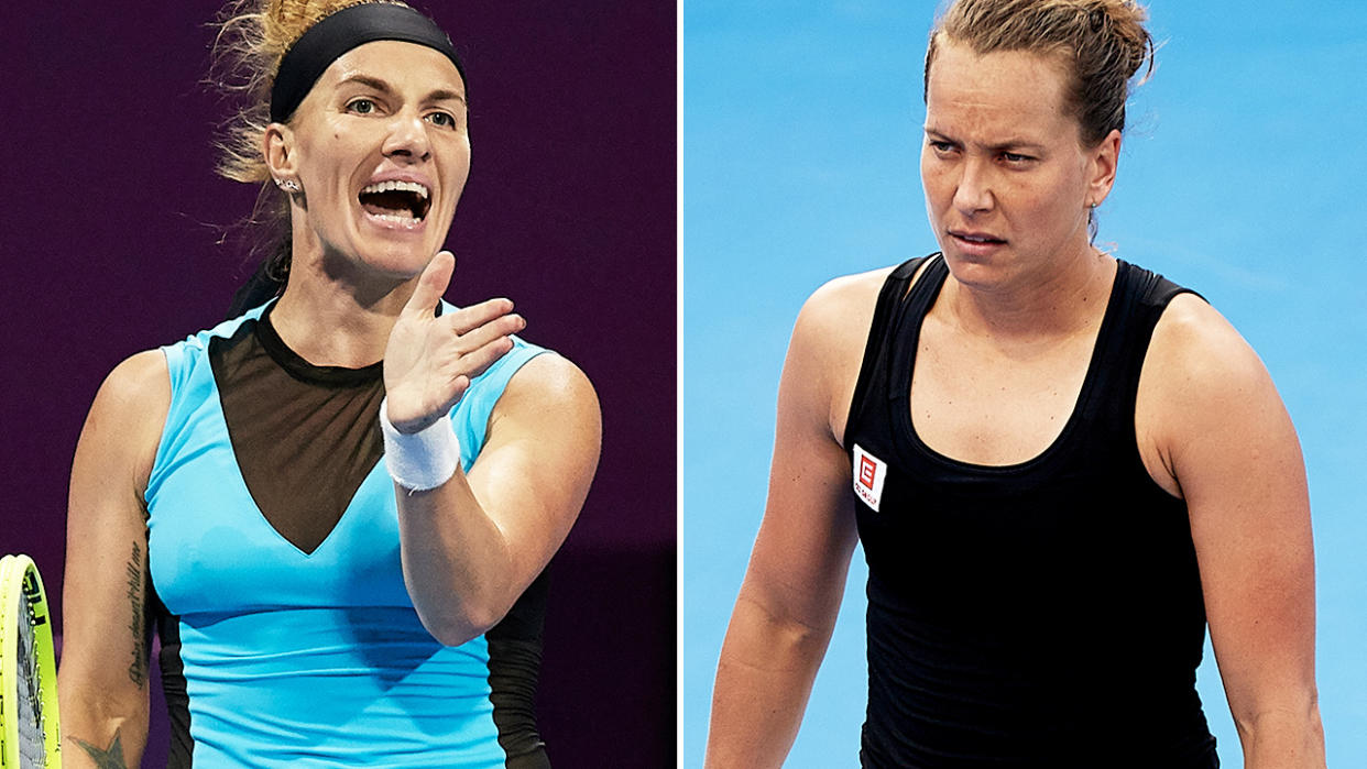 Svetlana Kuznetsova and Barbora Strycova, pictured here in action on the WTA tour.