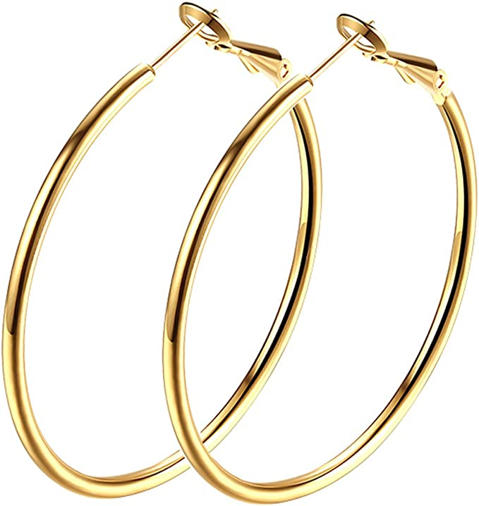 Gslaoz 18K Gold-Plated Hoop Earrings