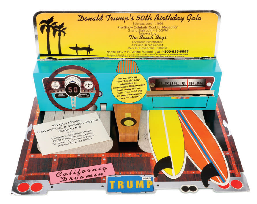 A 50th birthday party invitation from Donald Trump. (Photo: Profiles in History Auction)